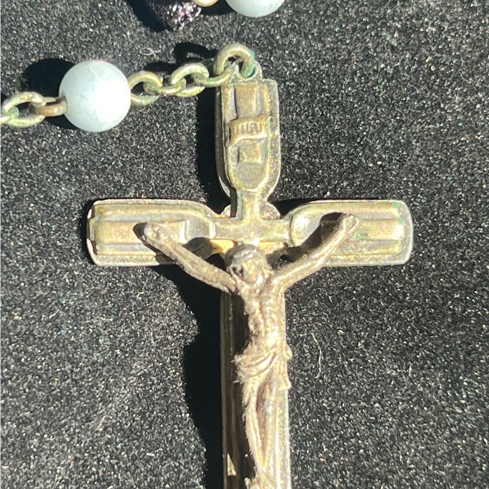 Vintage ITALY Rosary with Jesus & Mary Antique Very Strong